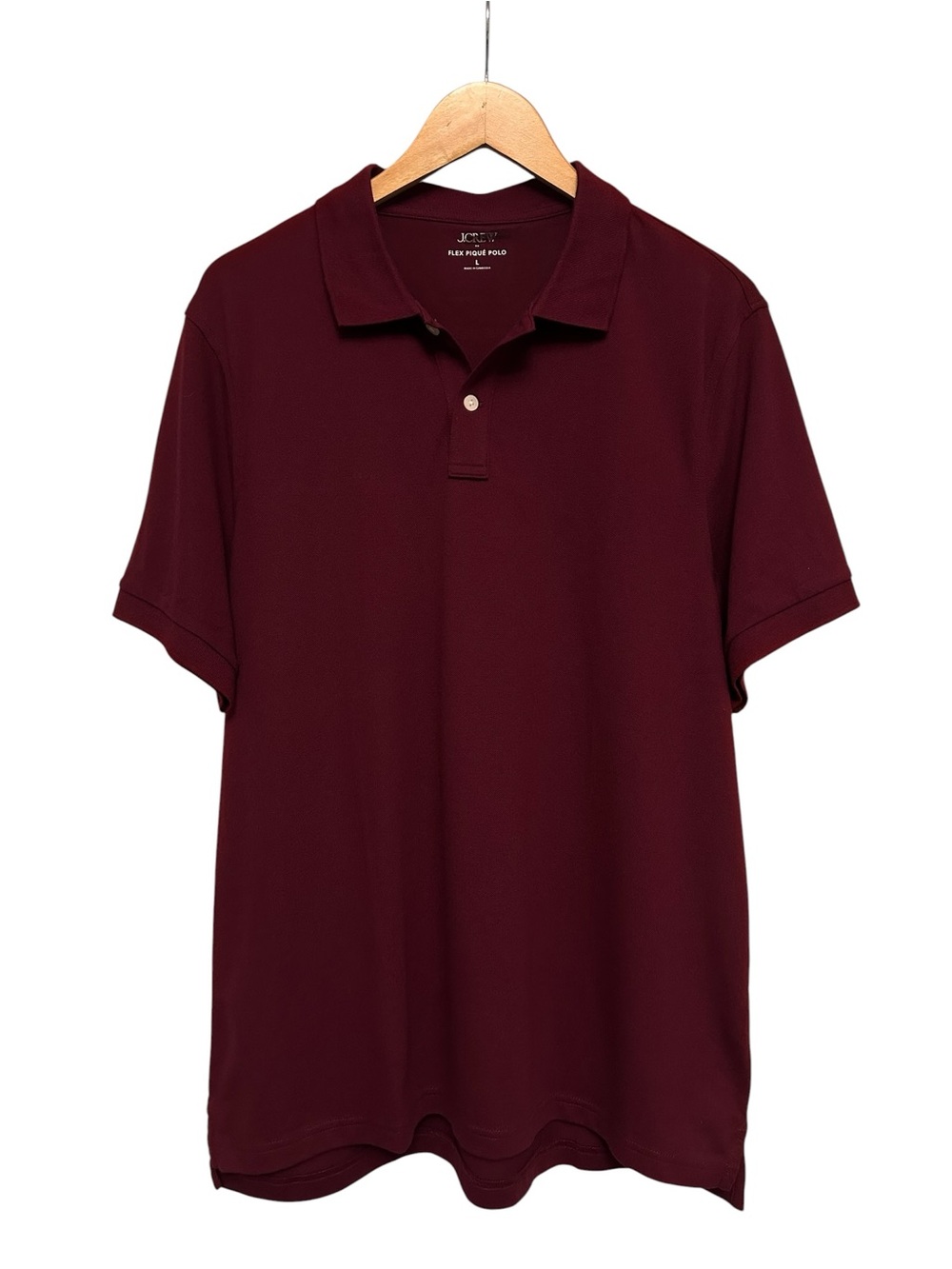 J. Crew Factory Men's Flex Piqué Polo Shirt Burgundy Preppy Polished Size Large